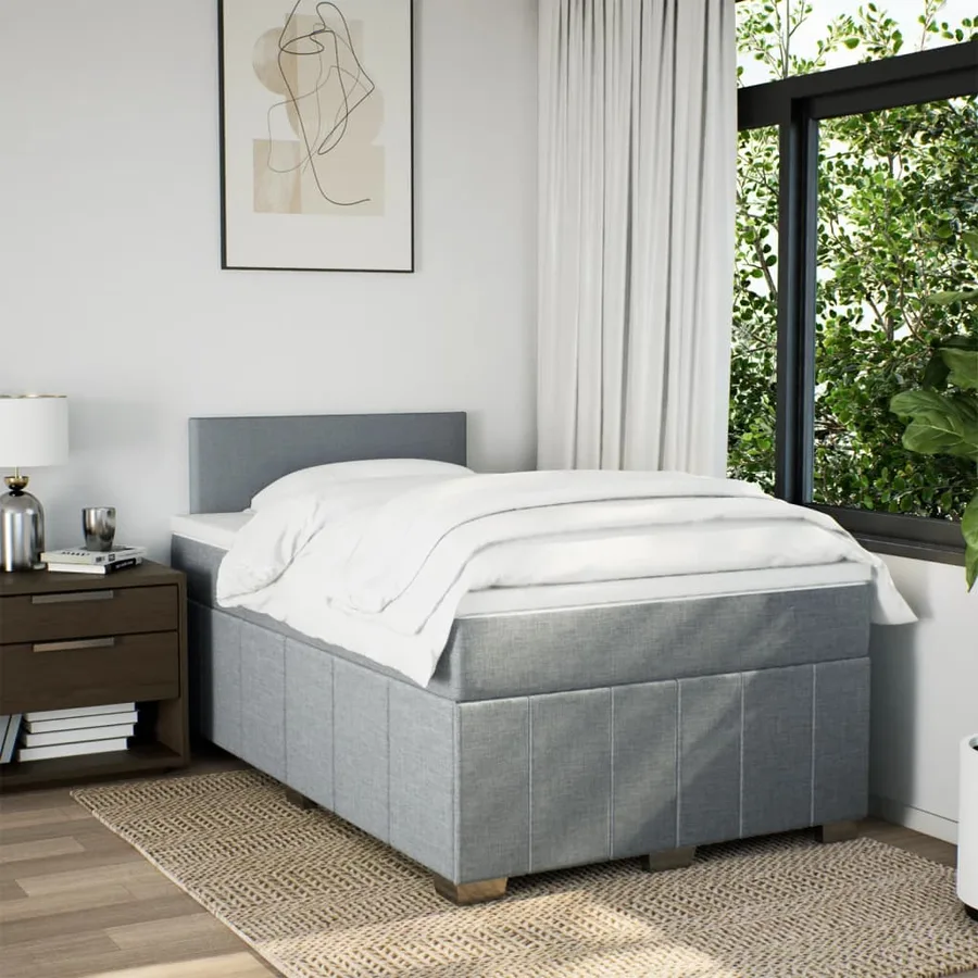 Sommier à lattes de lit et matelas gris clair 120x190 cm tissu - 3