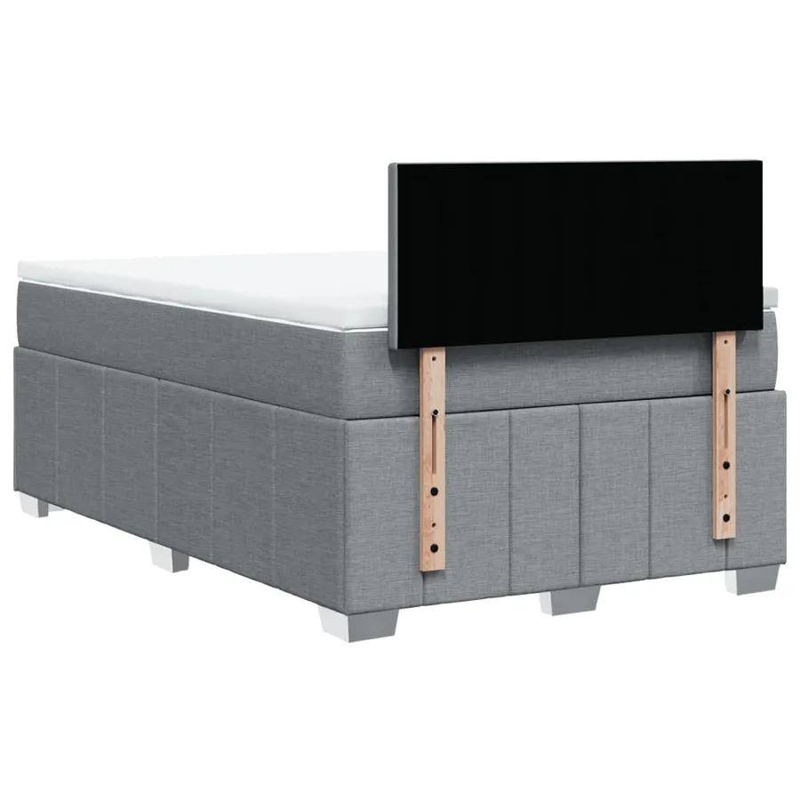 Sommier à lattes de lit et matelas gris clair 120x190 cm tissu - 6