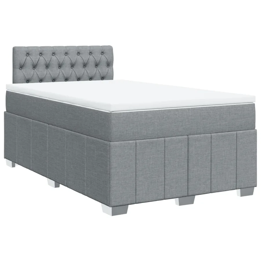 Sommier à lattes de lit et matelas gris clair 120x190 cm tissu - 2