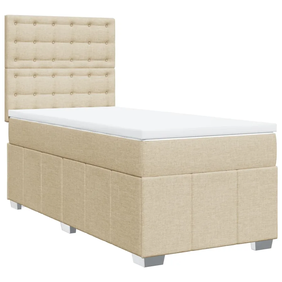 Sommier à lattes de lit avec matelas Crème 100x200 cm Tissu - 2