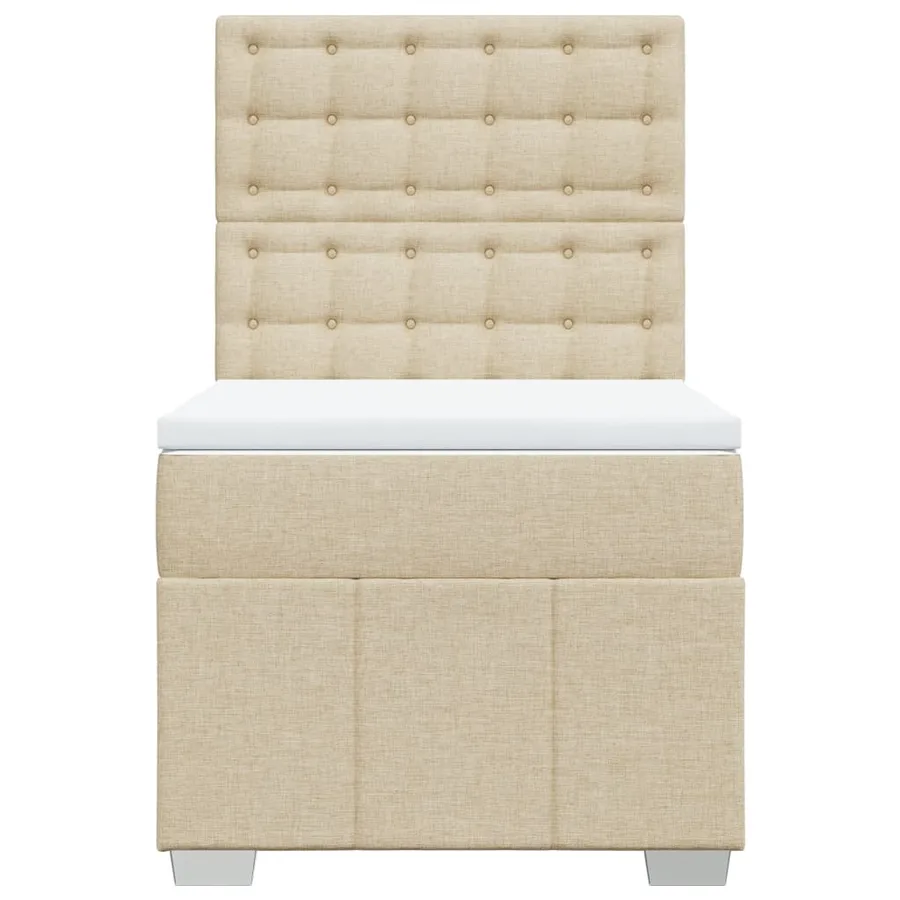 Sommier à lattes de lit avec matelas Crème 100x200 cm Tissu - 4
