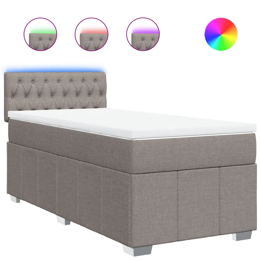Sommier à lattes de lit avec matelas Taupe 100x200 cm Tissu - 2