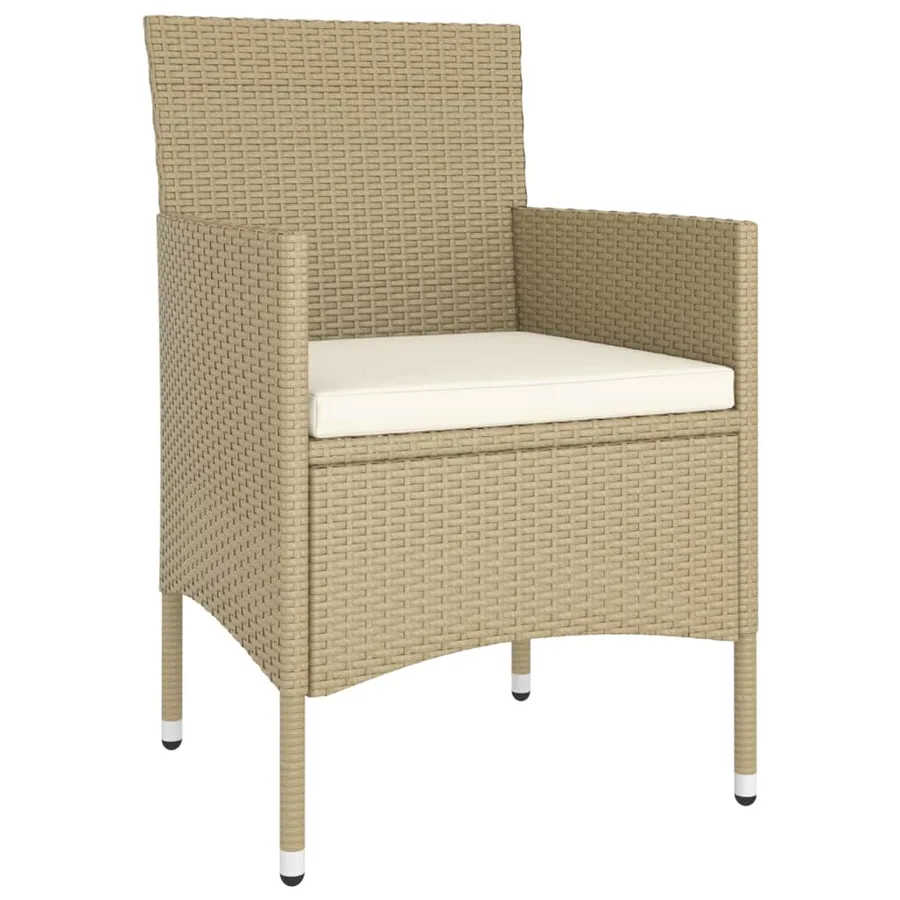 Ensemble de bistro 5 pcs Résine tressée et verre trempé Beige - 4