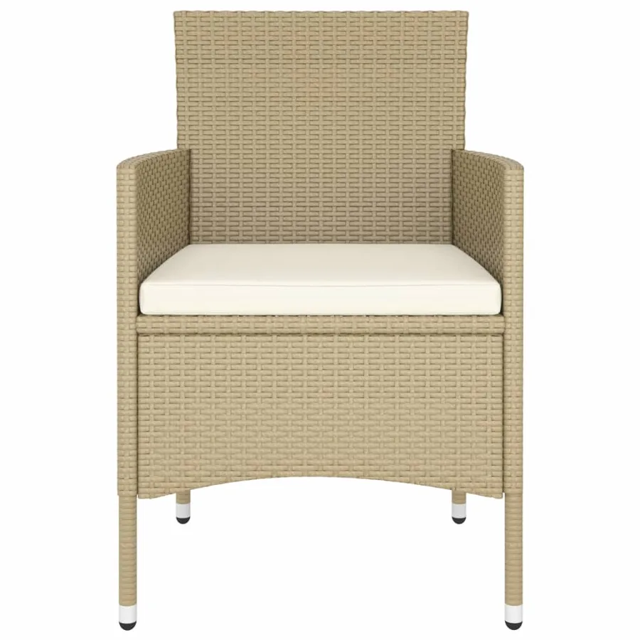 Ensemble de bistro 5 pcs Résine tressée et verre trempé Beige - 5