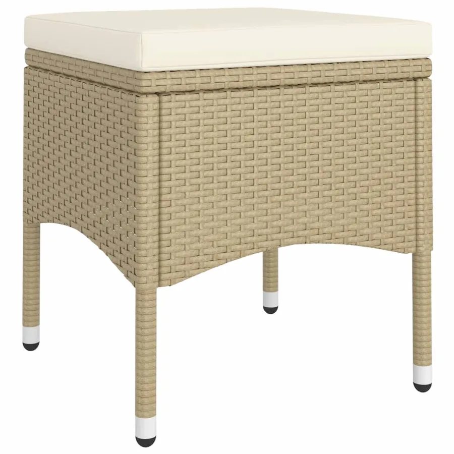 Ensemble de bistro 5 pcs Résine tressée et verre trempé Beige - 6