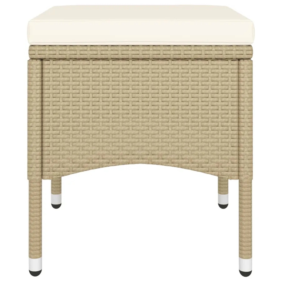 Ensemble de bistro 5 pcs Résine tressée et verre trempé Beige - 7
