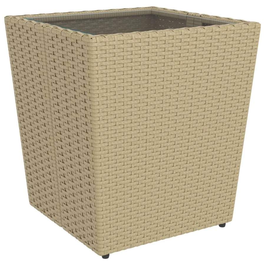 Ensemble de bistro 5 pcs Résine tressée et verre trempé Beige - 8