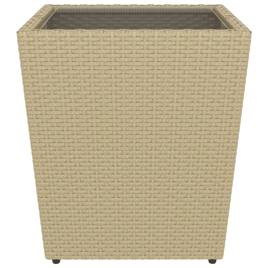 Ensemble de bistro 5 pcs Résine tressée et verre trempé Beige - 9