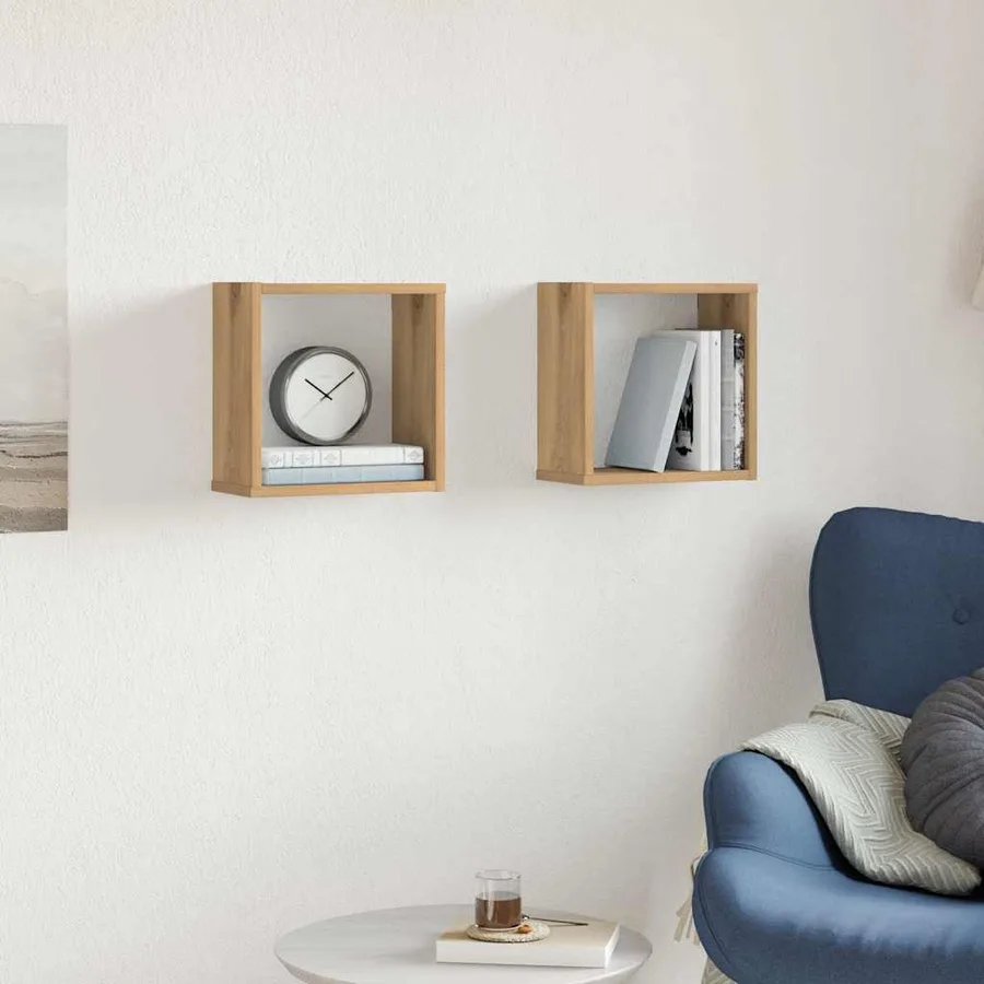 Étagères cube murales 2 pcs chêne artisanal bois ingénierie - 3