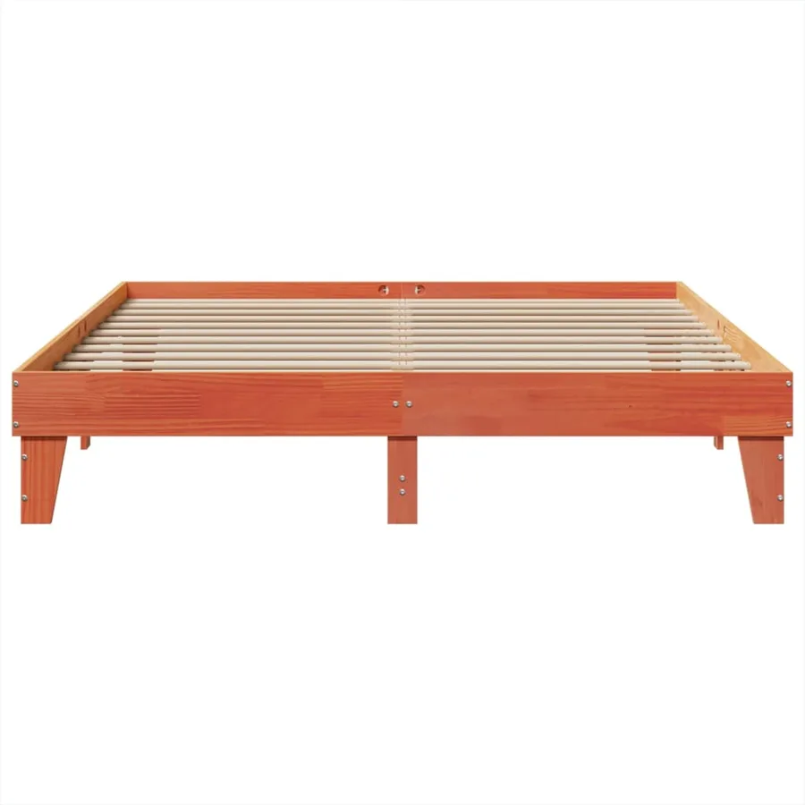 Cadre de lit sans matelas cire marron 200x200cm bois pin massif - 4