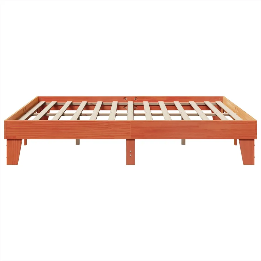 Cadre de lit sans matelas cire marron 200x200cm bois pin massif - 5