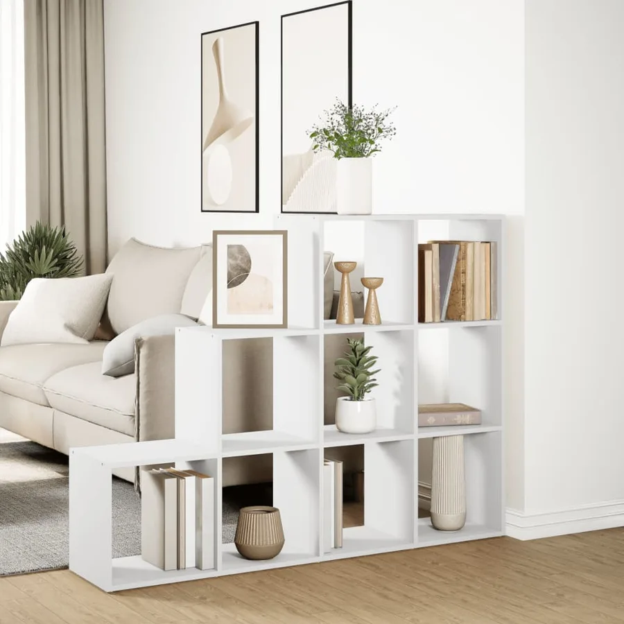 Étagère séparatrice de pièce à 3 niveaux blanc 137,5x29x103,5cm - 4