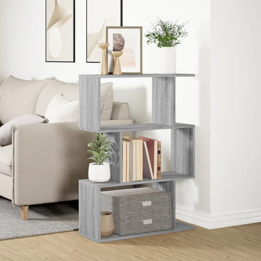 Étagère séparatrice de pièce à 3 niveaux sonoma gris 70x24x97cm - 3