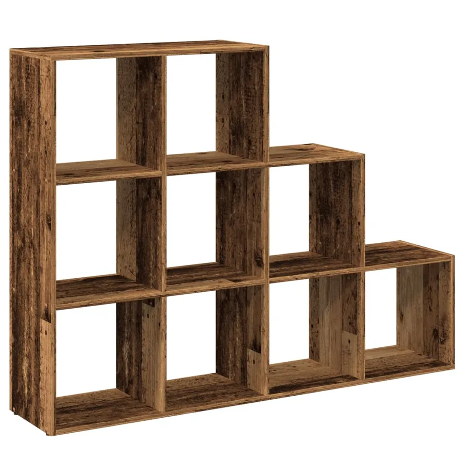 Étagère séparatrice de pièce à 3 niveaux vieux bois - 2