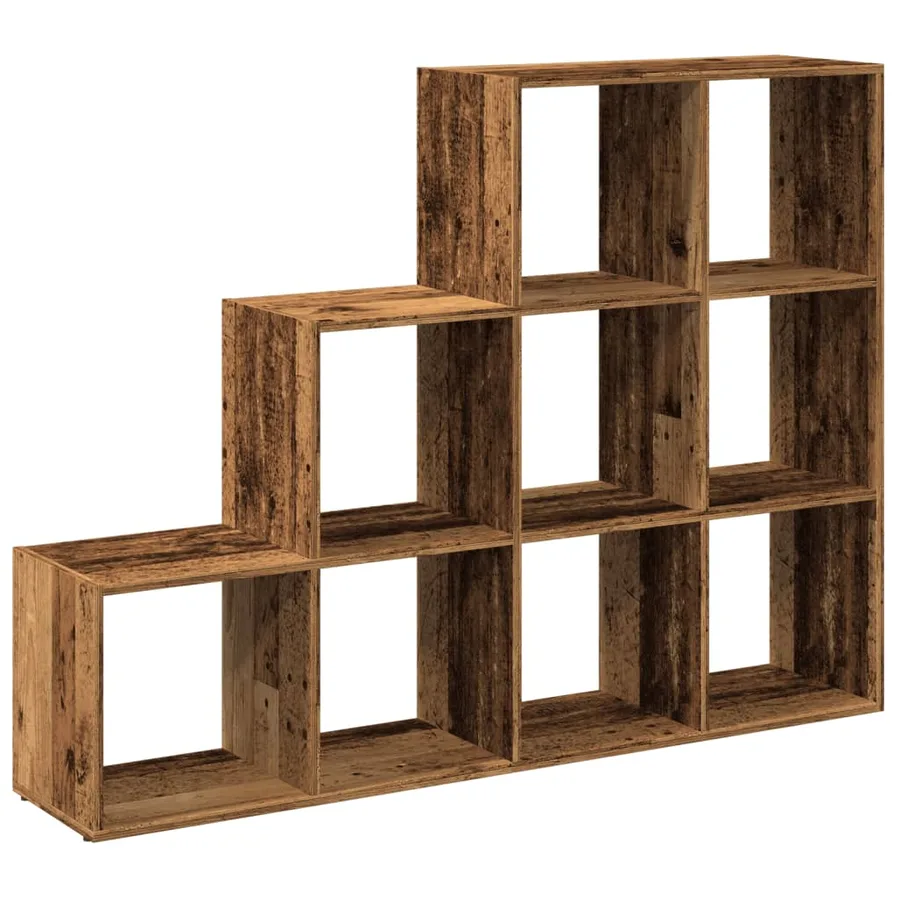 Étagère séparatrice de pièce à 3 niveaux vieux bois - 6