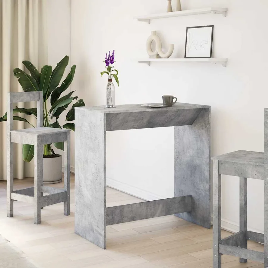 Table de bar gris béton 102x50x103,5 cm bois d'ingénierie - 3