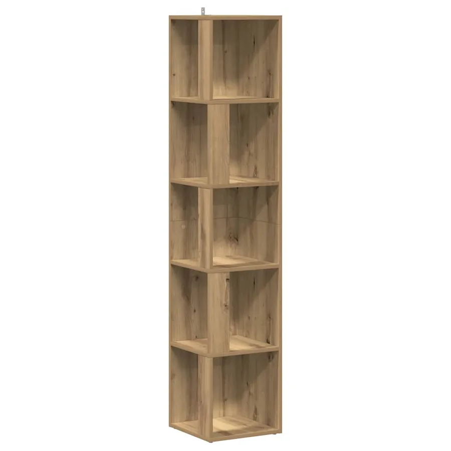 Armoire d'angle chêne artisanal 33x33x165 cm bois d'ingénierie - 2