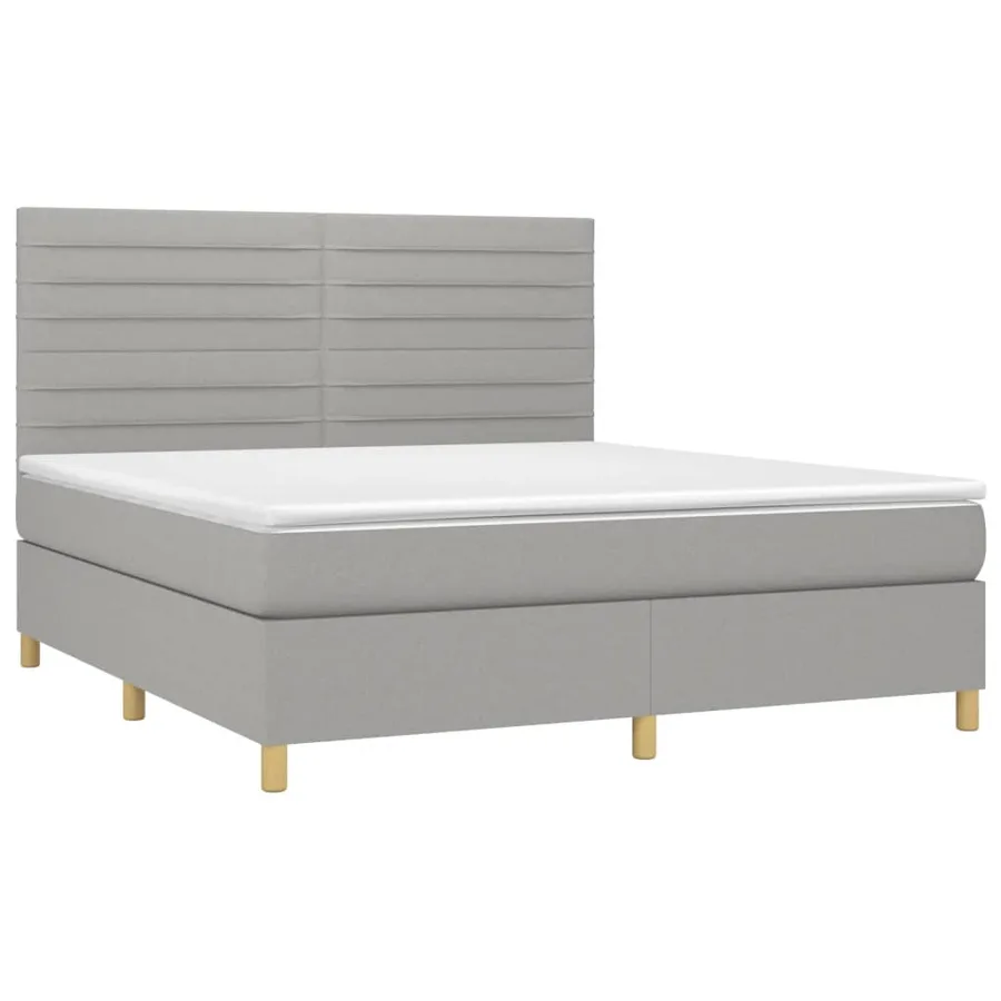 Sommier à lattes de lit et matelas et LED Gris clair 180x200 cm - 3