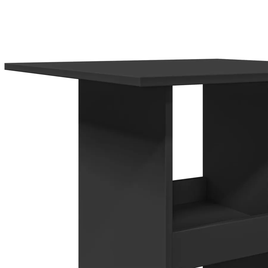 Table de bar avec rangement noir 60x60x102 cm bois d’ingénierie - 7
