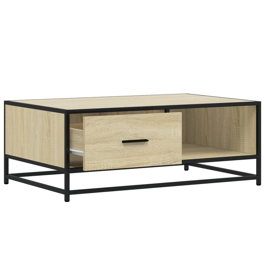 Table basse chêne sonoma 90x57x35 cm bois d'ingénierie et métal - 8