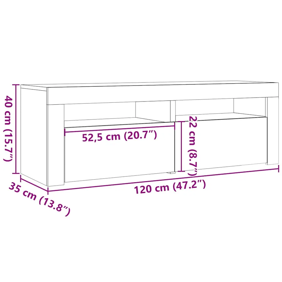 Tables de chevet 2 pcs avec LED vieux bois 60x35x40 cm - 14