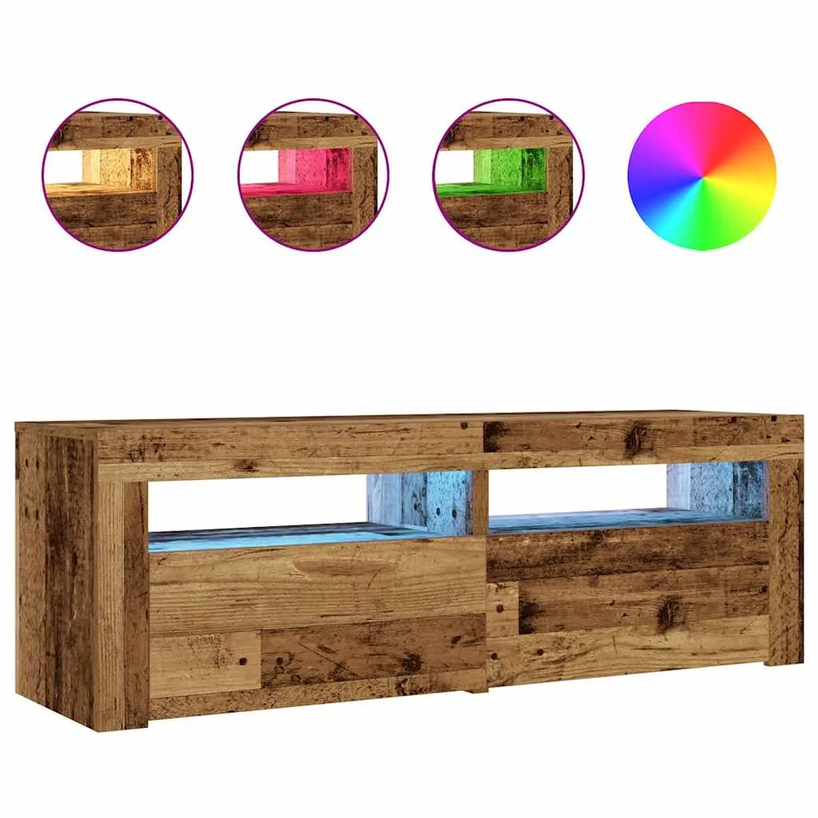 Tables de chevet 2 pcs avec LED vieux bois 60x35x40 cm - 2