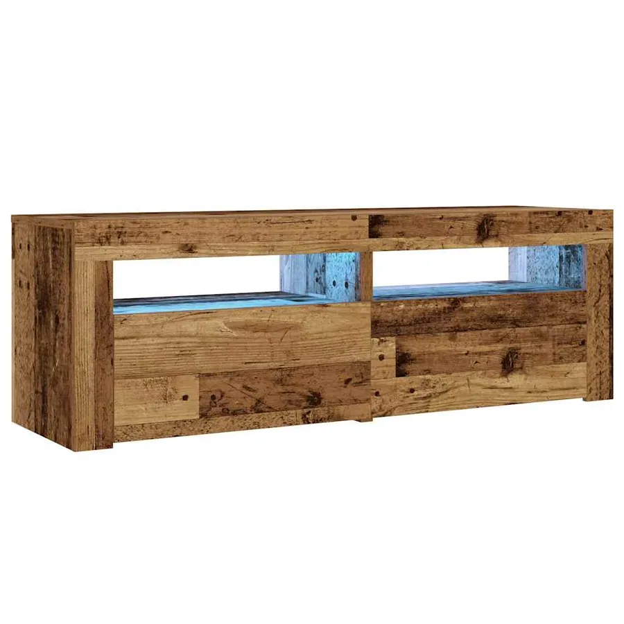 Tables de chevet 2 pcs avec LED vieux bois 60x35x40 cm - 3