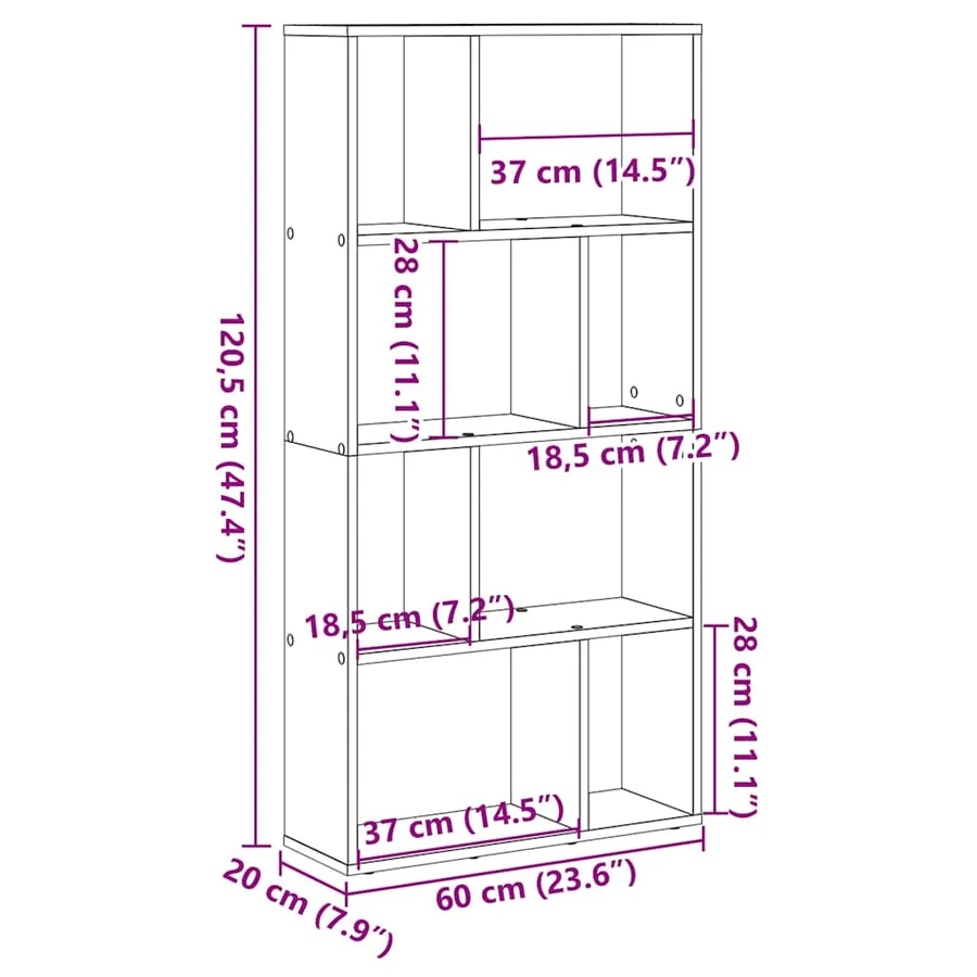 Bibliothèque vieux bois 60x20x120,5 cm bois d'ingénierie - 11