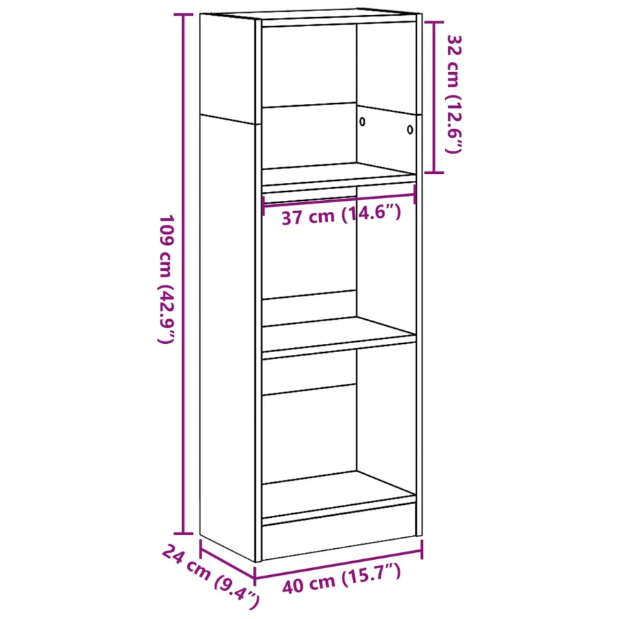 Bibliothèque chêne marron 40x24x109 cm bois d'ingénierie - 9