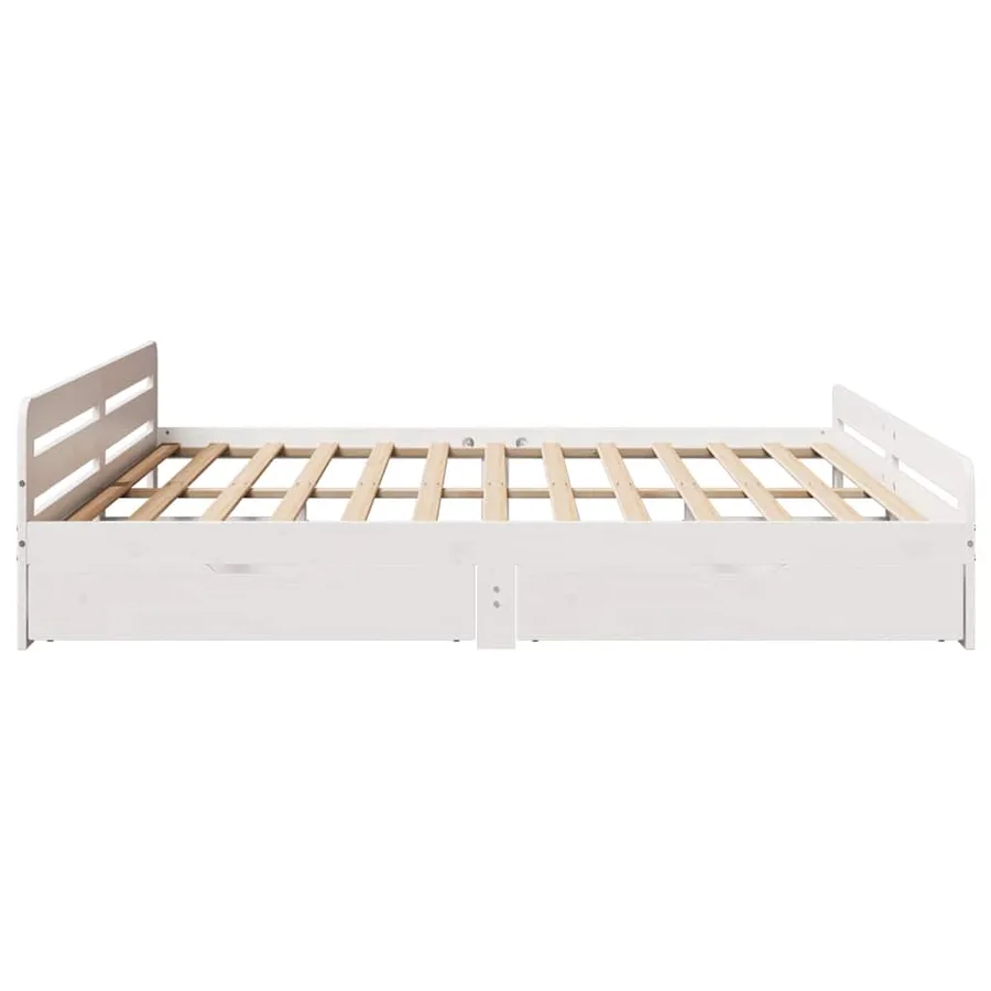Cadre de lit sans matelas blanc 180x200 cm bois massif de pin - 7