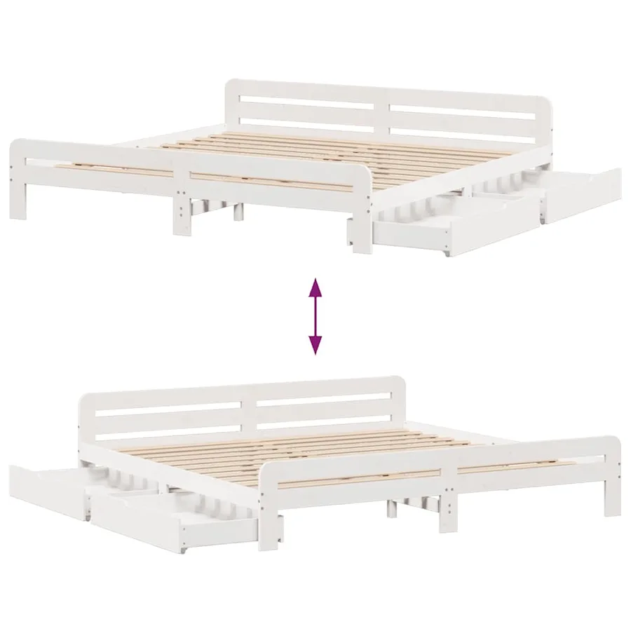 Cadre de lit sans matelas blanc 180x200 cm bois massif de pin - 9