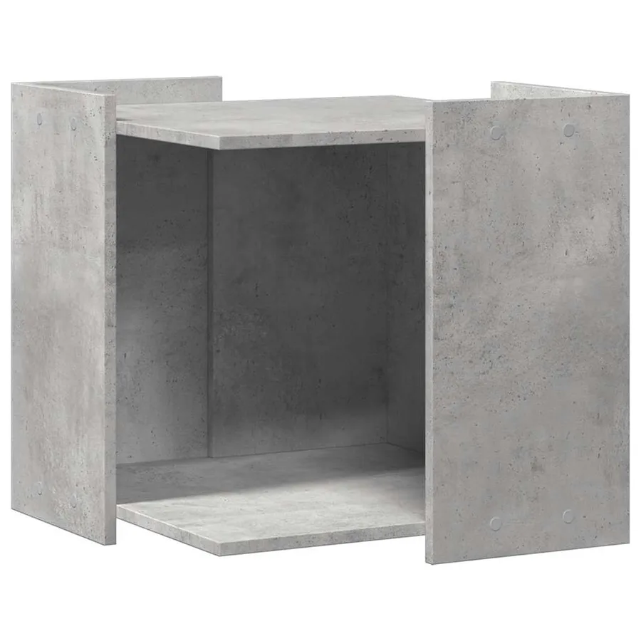 Meuble de bac à litière pour chat gris béton bois d'ingénierie - 2