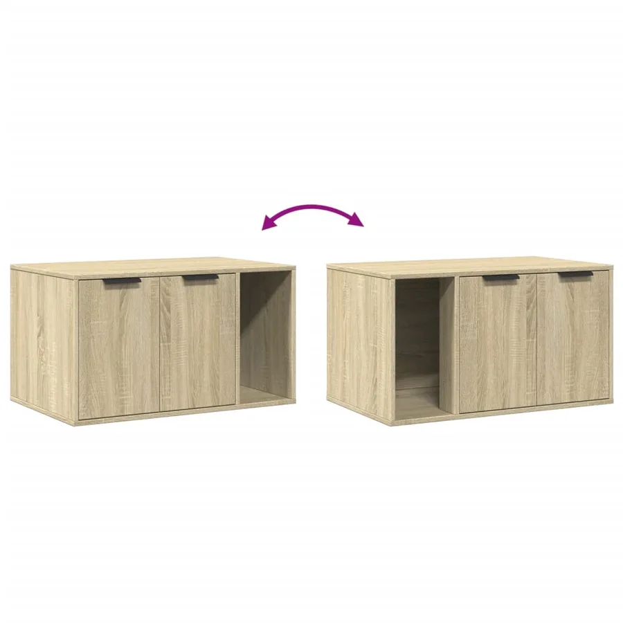 Meuble de bac à litière pour chat chêne sonoma bois ingénierie - 8