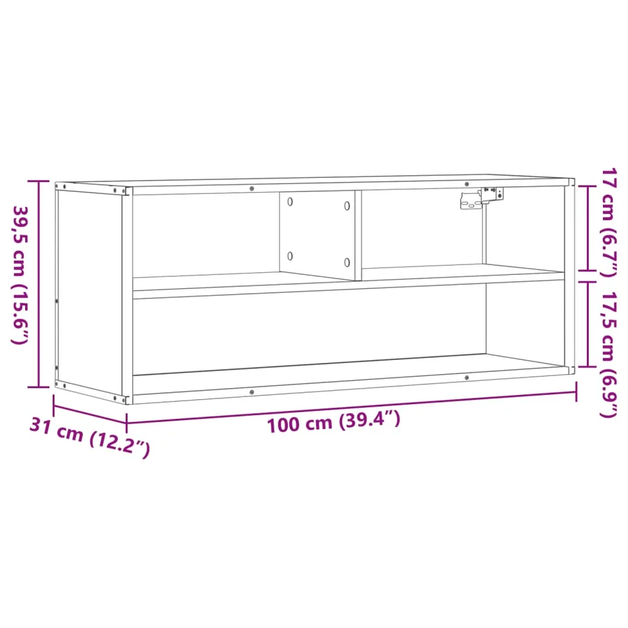 Meuble TV chêne sonoma 100x31x39,5cm bois d'ingénierie et métal - 10