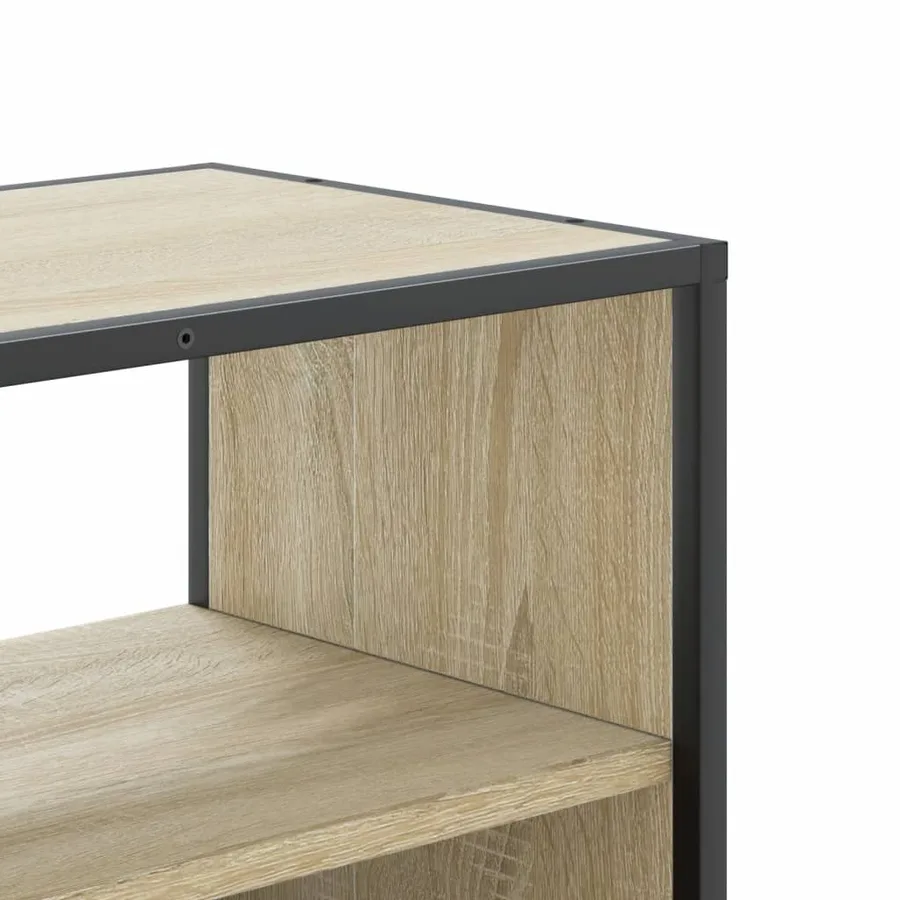 Meuble TV chêne sonoma 100x31x39,5cm bois d'ingénierie et métal - 7