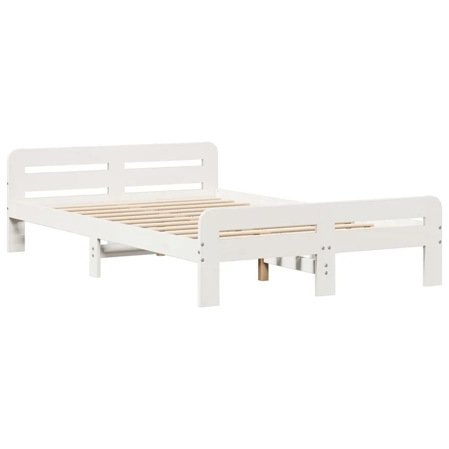 Cadre de lit sans matelas blanc 135x190 cm bois de pin massif - 3