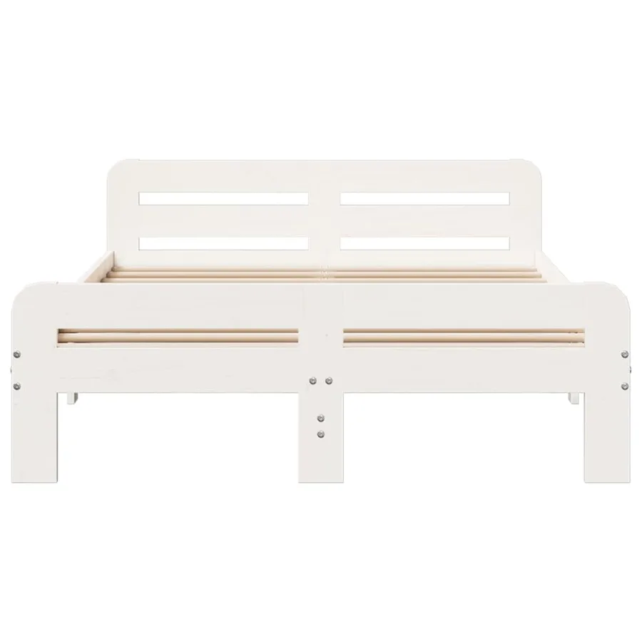 Cadre de lit sans matelas blanc 135x190 cm bois de pin massif - 4