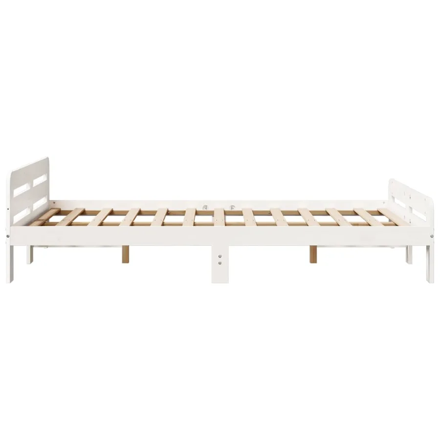 Cadre de lit sans matelas blanc 135x190 cm bois de pin massif - 5
