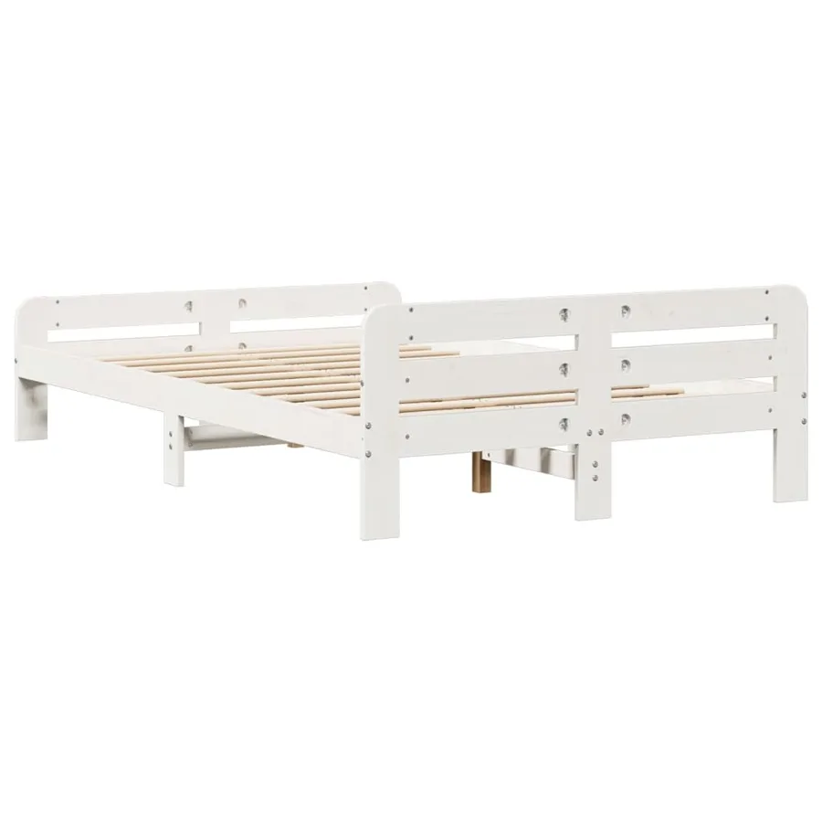 Cadre de lit sans matelas blanc 135x190 cm bois de pin massif - 6