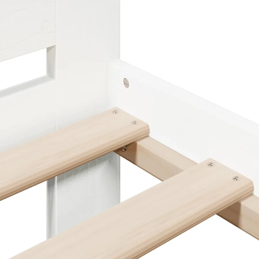 Cadre de lit sans matelas blanc 135x190 cm bois de pin massif - 7