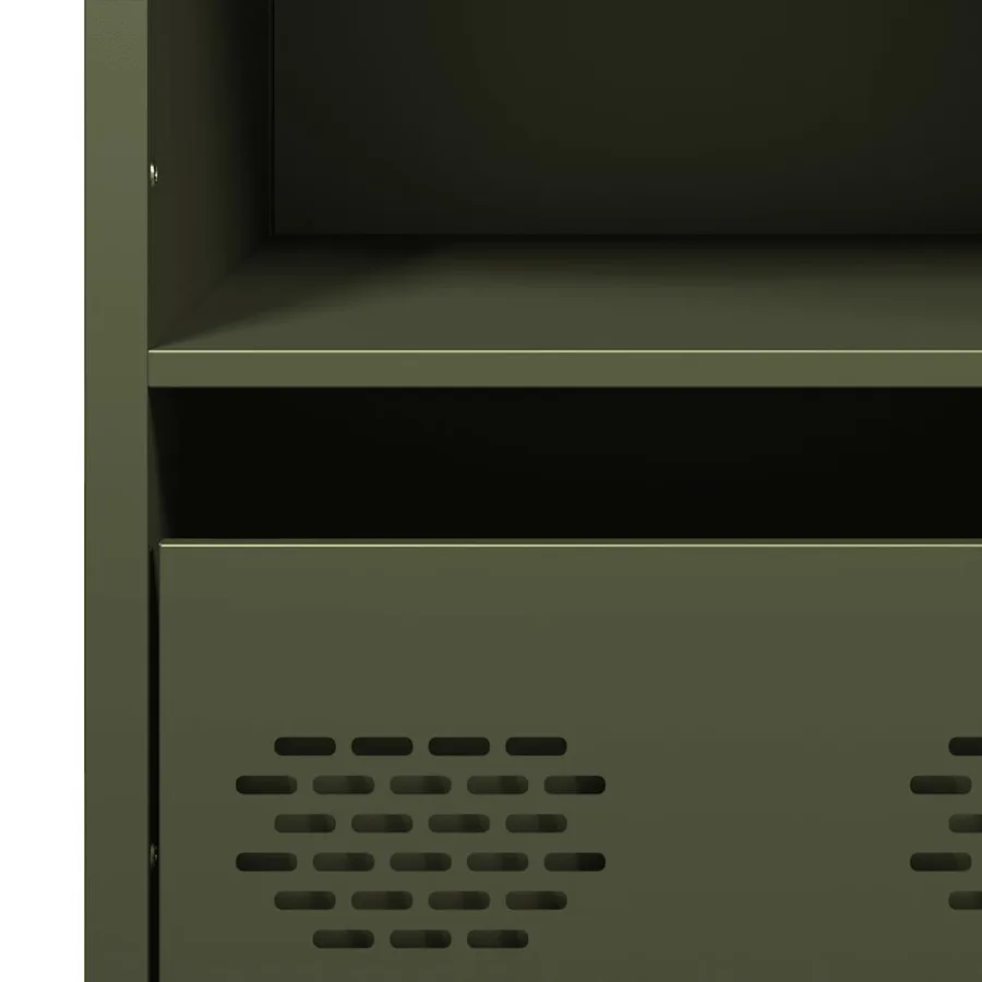 Buffet haut vert olive 68x39x103,5 cm acier - 11