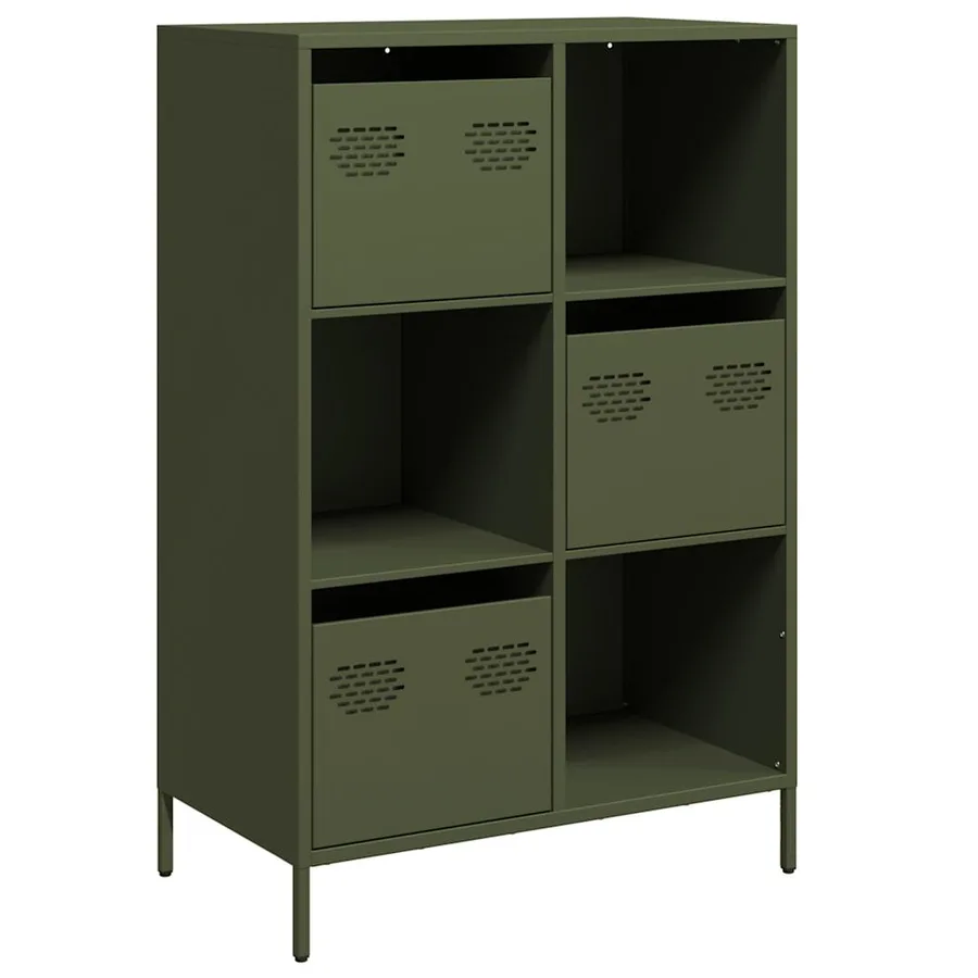 Buffet haut vert olive 68x39x103,5 cm acier - 2