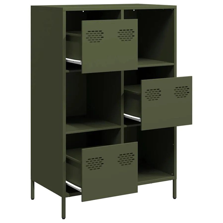 Buffet haut vert olive 68x39x103,5 cm acier - 4