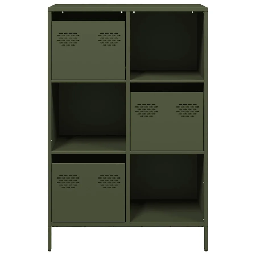 Buffet haut vert olive 68x39x103,5 cm acier - 5