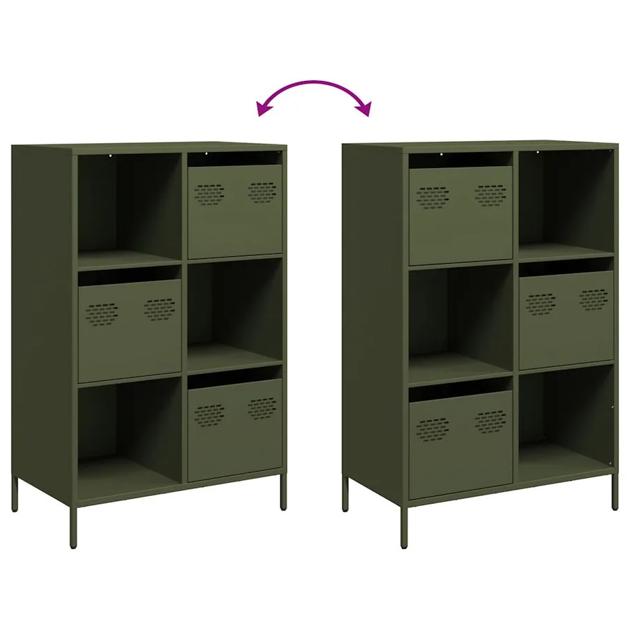 Buffet haut vert olive 68x39x103,5 cm acier - 9