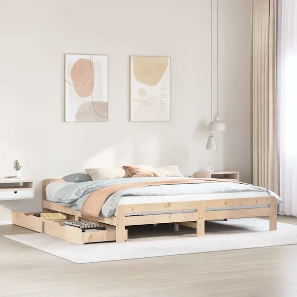 Cadre de lit sans matelas 200x200 cm bois massif de pin