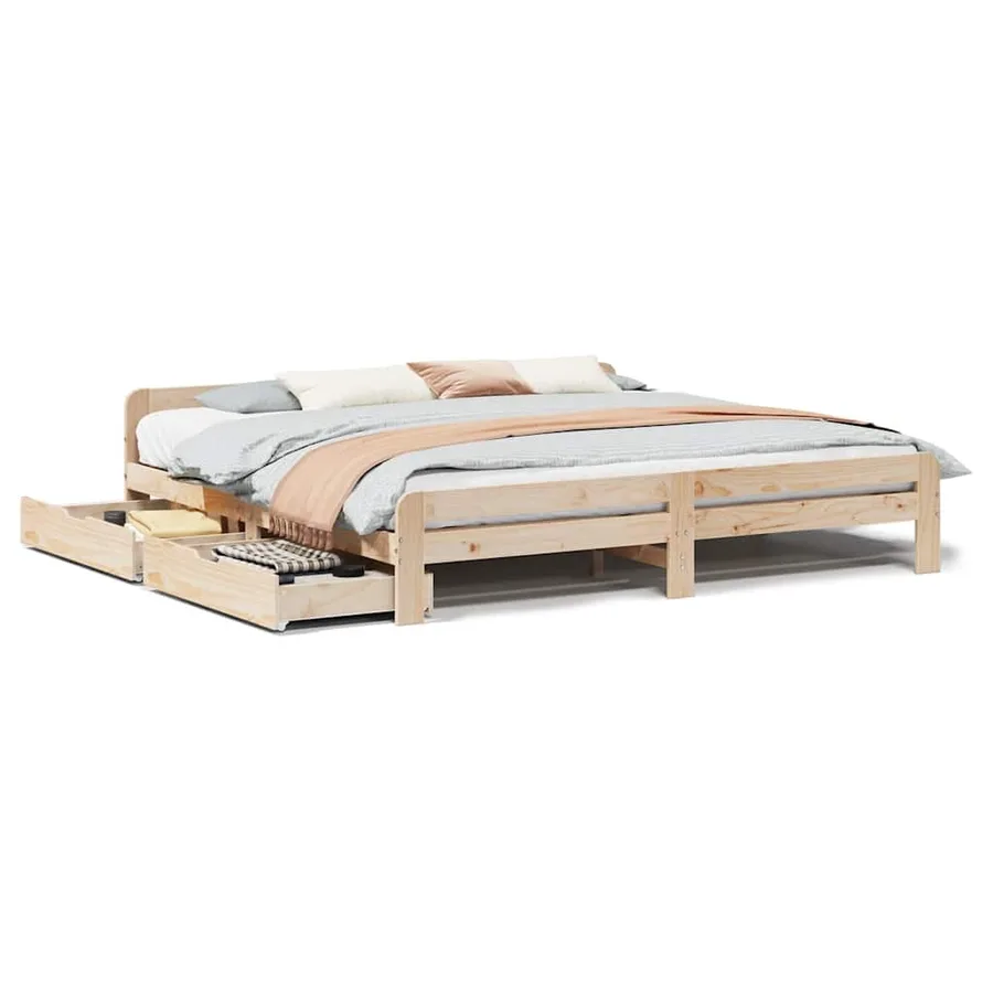 Cadre de lit sans matelas 200x200 cm bois massif de pin - 2