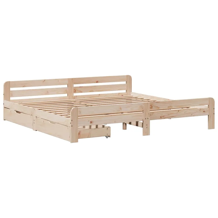 Cadre de lit sans matelas 200x200 cm bois massif de pin - 3