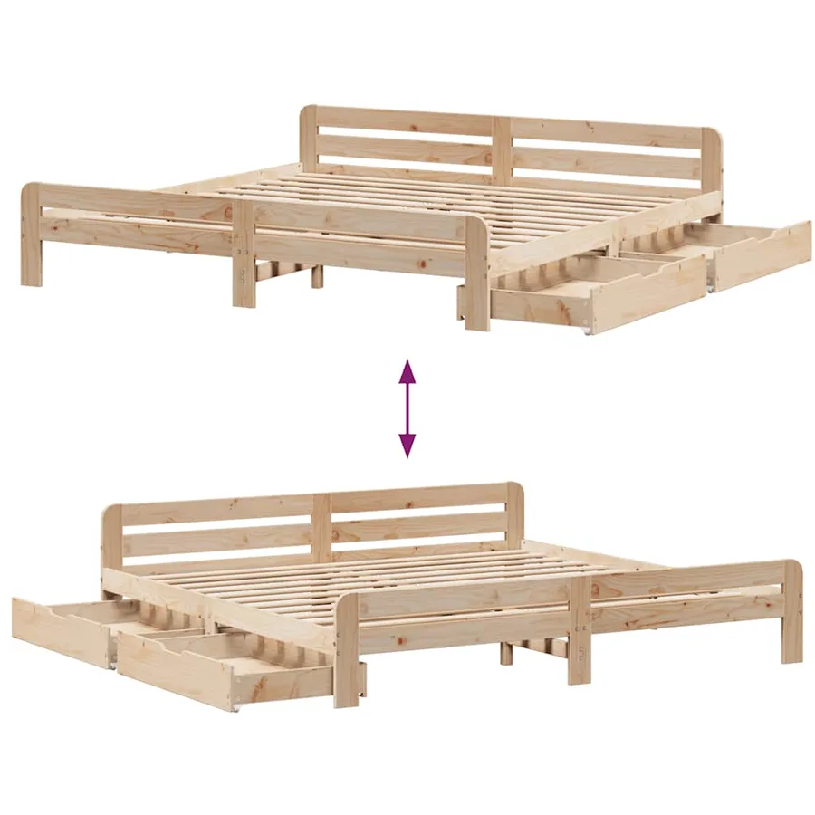 Cadre de lit sans matelas 200x200 cm bois massif de pin - 9