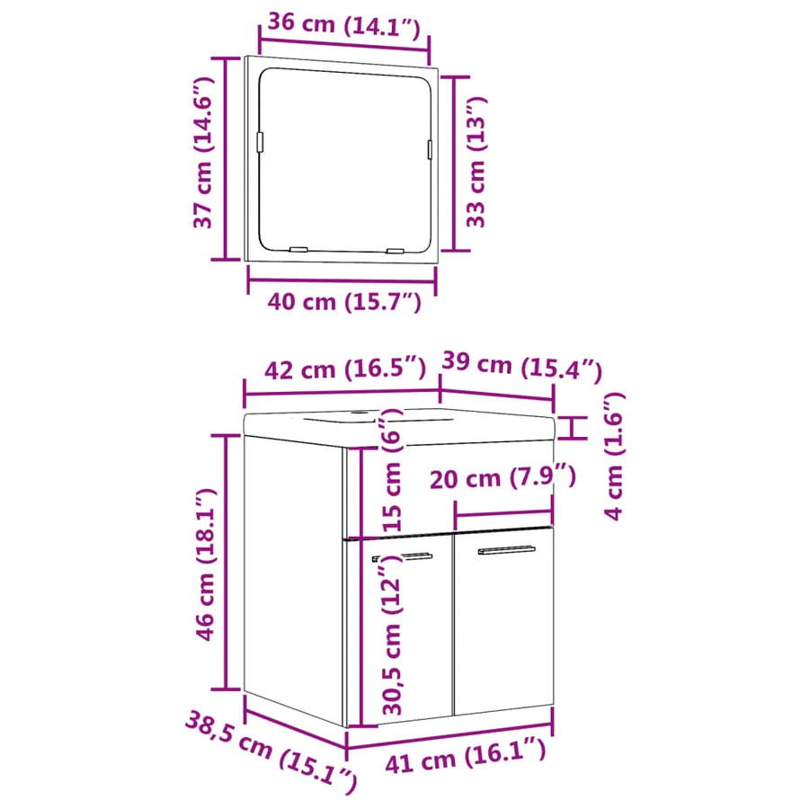 Ensemble de meubles de salle de bain 3 pcs chêne sonoma - 12